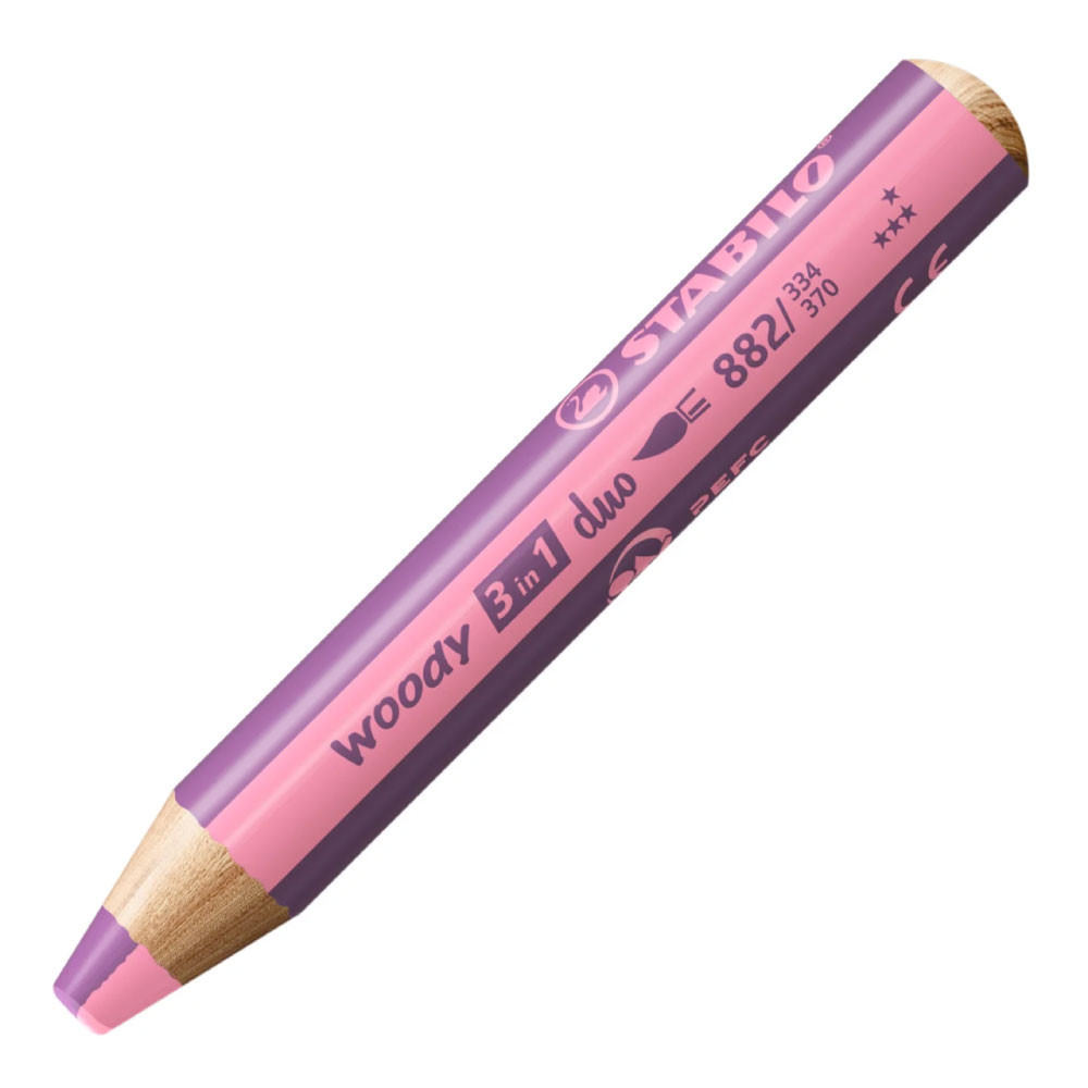 STABILO Buntstifte/Wachsmalstifte woody 3 in 1 duo Einzelstift pink/erika
