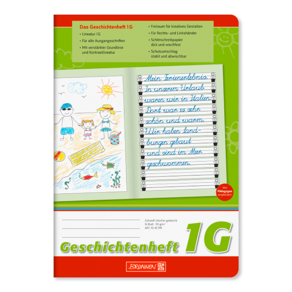BRUNNEN Geschichtenheft A5 Lin. 1G 16 Blatt