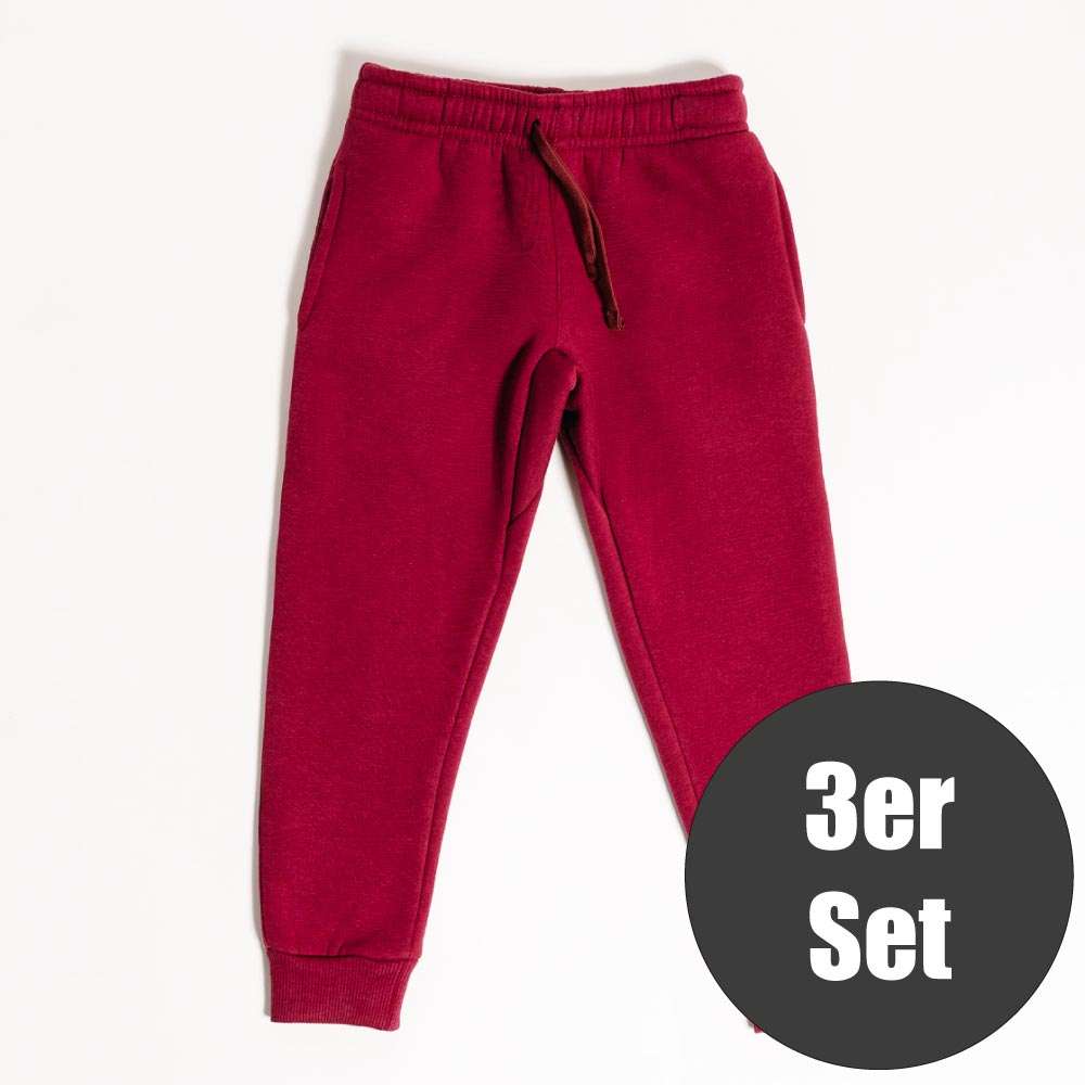 Children Urban Basic Jogginghose - Bordeaux 3er Set