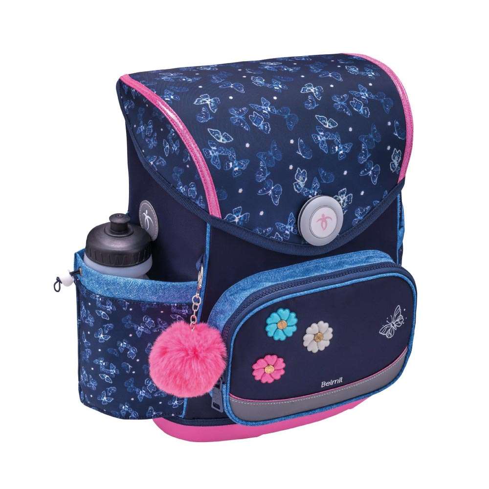 BELMIL Schulranzen COMPACT PLUS Set 5 tlg - Sapphire mit Trinkflasche