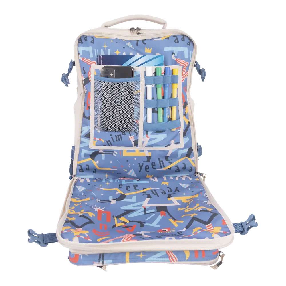 KATTBJÖRN Schulrucksack Classic Party Animals Vordertasche offen gefüllt