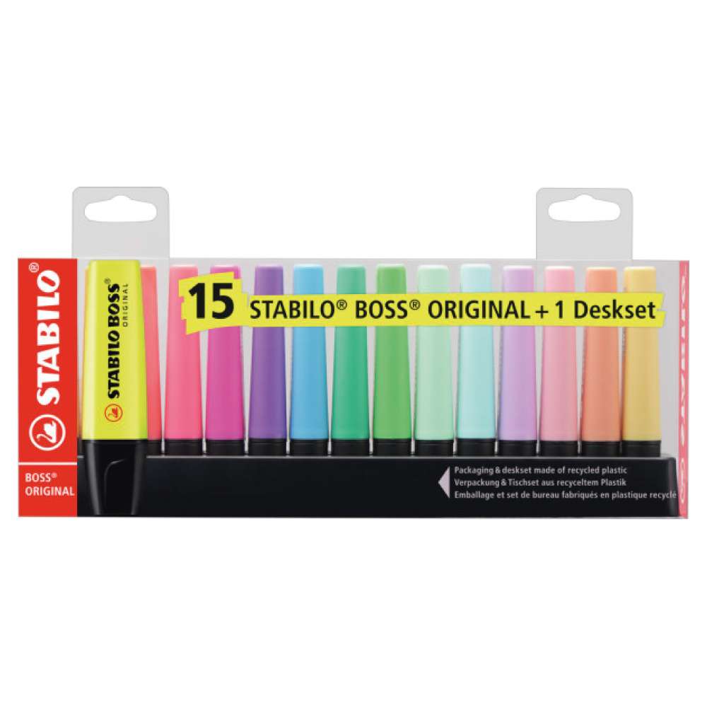 STABILO BOSS Textmarker original 15er Set Tischset