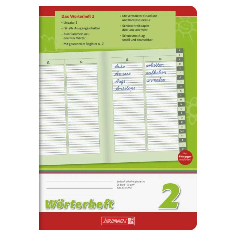 BRUNNEN Wörterheft A5, Lineatur 2, 28 Blatt, grün