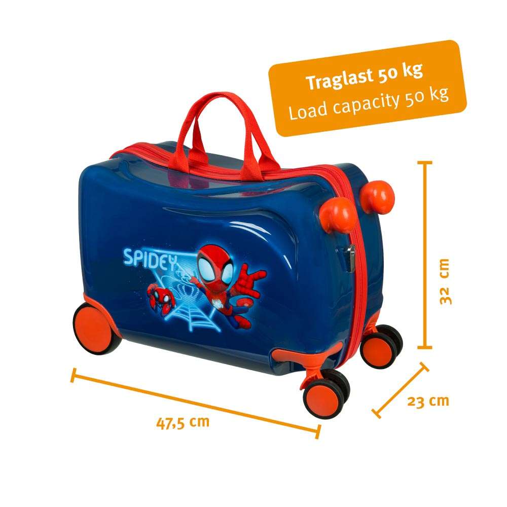SCOOLI Kinderkoffer Ride-On Trolley - Spider Man Maßangaben