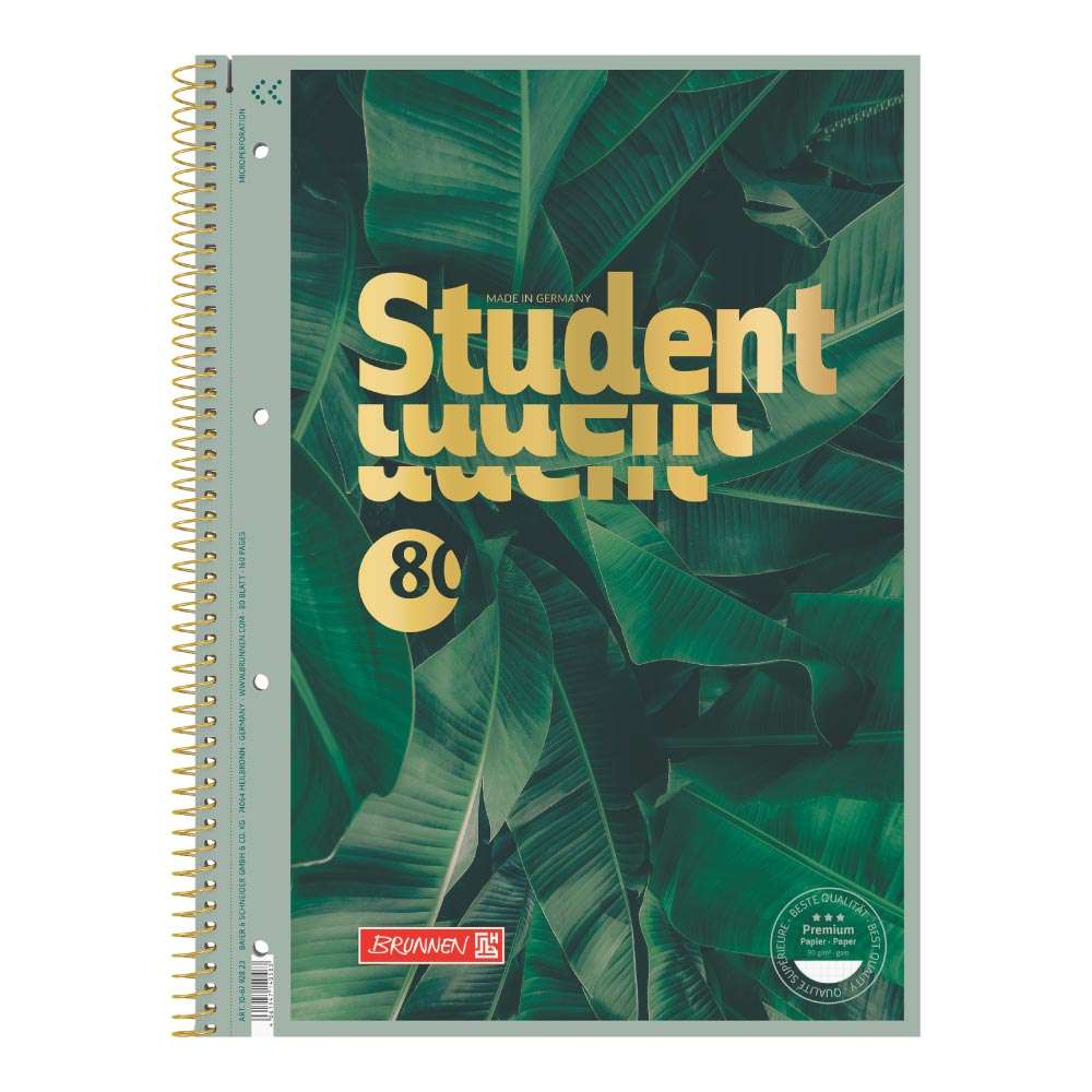 BRUNNEN Collegeblock Premium Student JUNGLE | A4, Lineatur 28, 80 Blatt Vorderseite