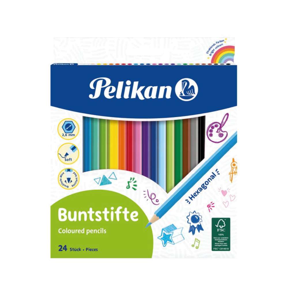 PELIKAN Buntstifte 24 Stück, sechseckig, 3 mm