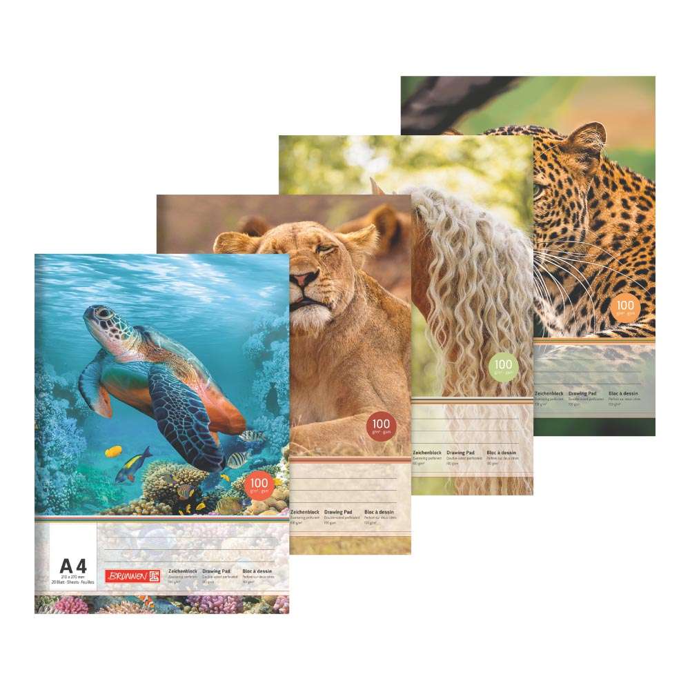 BRUNNEN Zeichenblock Motive, 20 Blatt, mehrfarbig