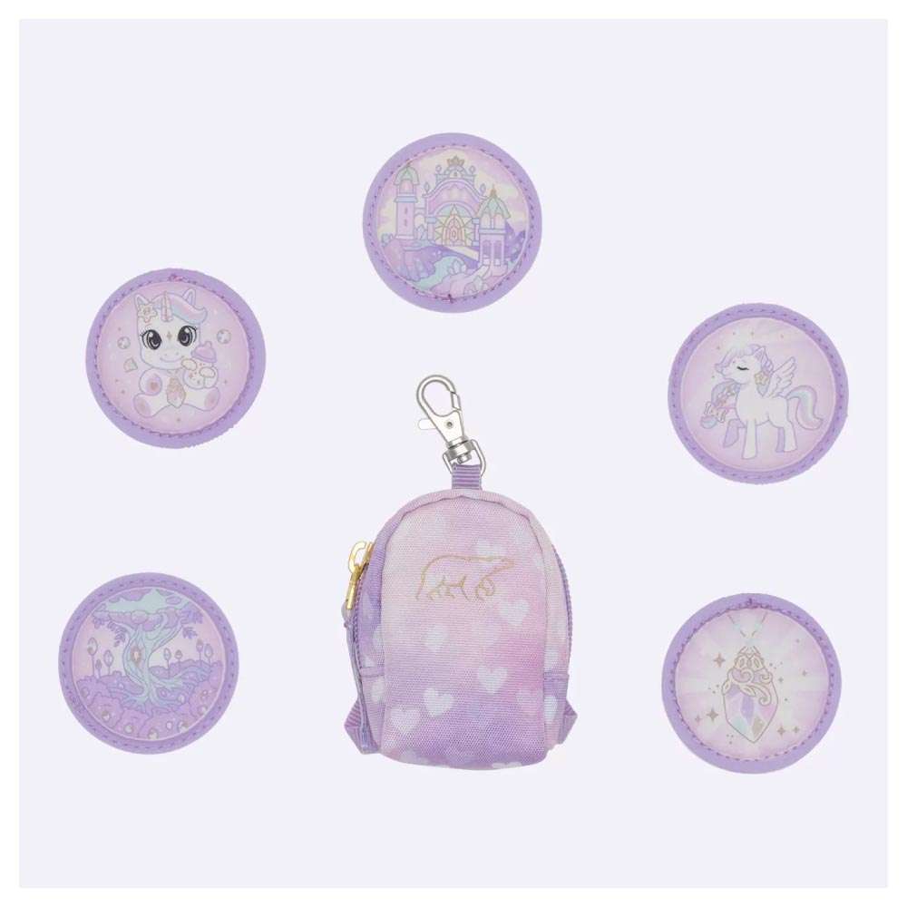 BECKMANN Schulranzen Set AIR PLUS 6 tlg - Princess Purple Schüleretui Patchies und Schlüsselanhänger