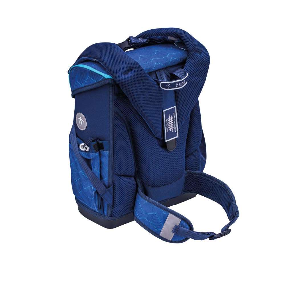 BELMIL Schulranzen COMPACT PLUS Set 5 tlg - Estate Blue Rückansicht mit Tragegurt oben