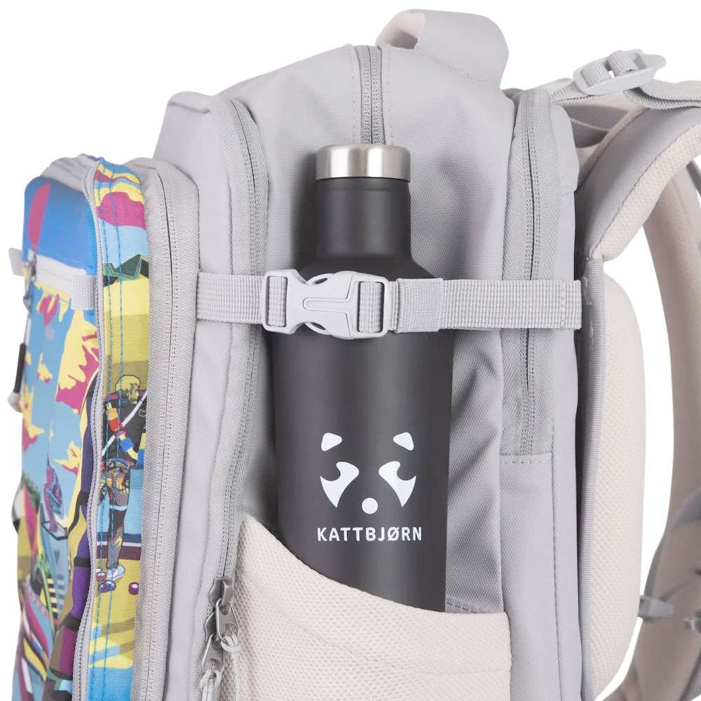 KATTBJÖRN Schulrucksack Classic Urban Jungle seitlich Trinkflasche