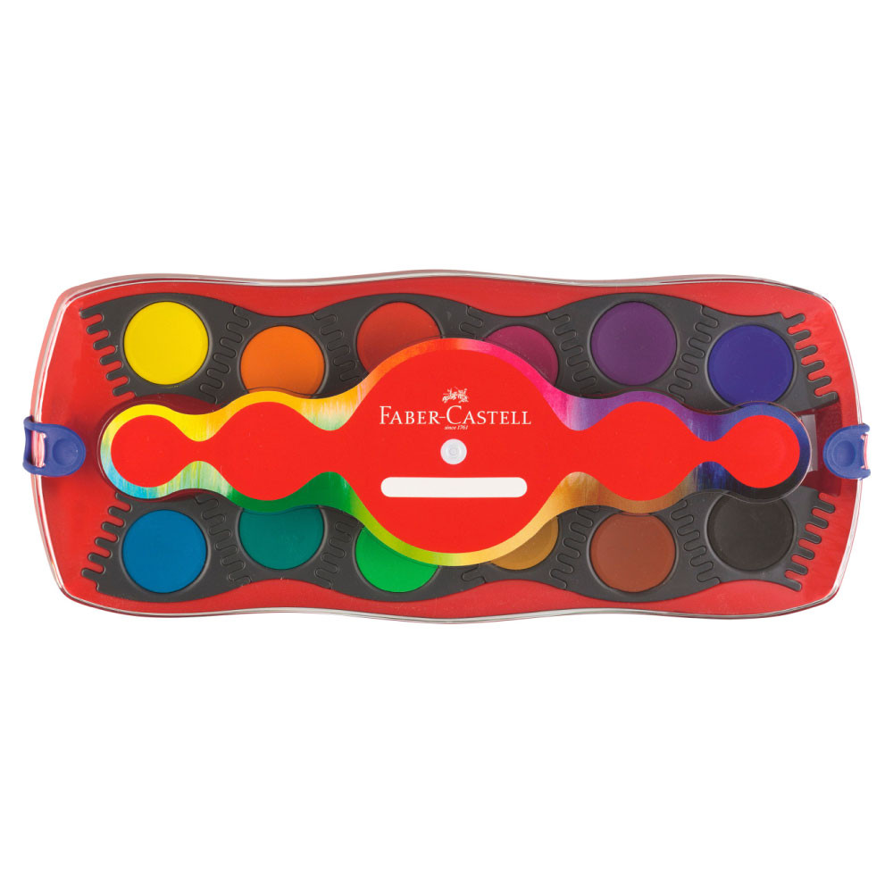 FABER-CASTELL Farbkasten Connector und Einzelfarben 12er Farben rot liegend