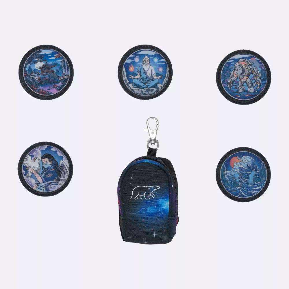 BECKMANN Schulranzen Set AIR PLUS 6 tlg - Ninja Elements Schüleretui Patchies & Schlüsselanhänger