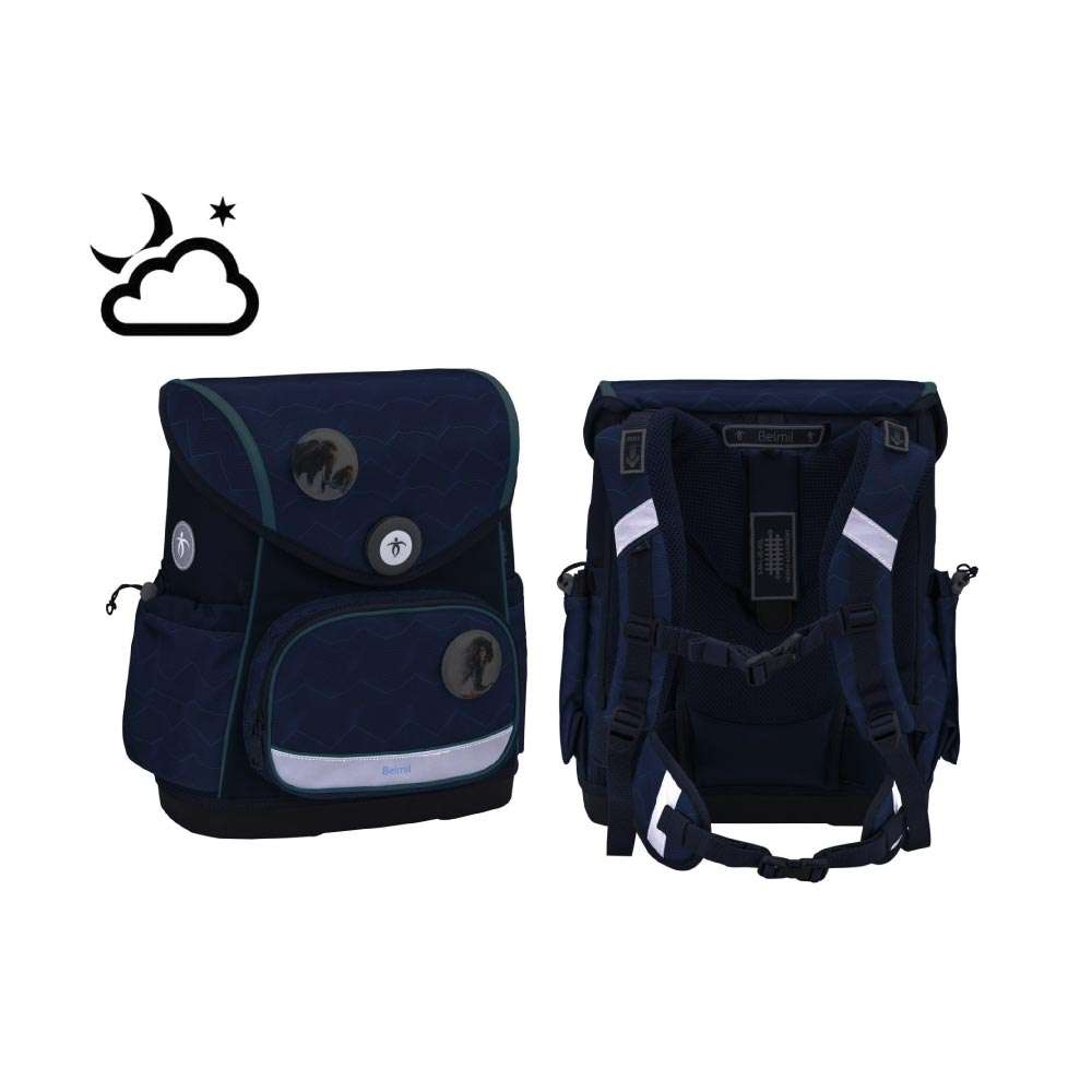 BELMIL Schulranzen COMPACT PLUS Set 5 tlg - Estate Blue reflektierend
