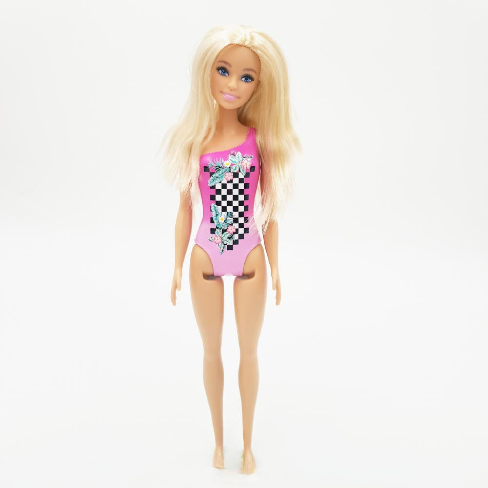 Barbie Puppe Strand - Rosa Badeanzug geneigter Kopf