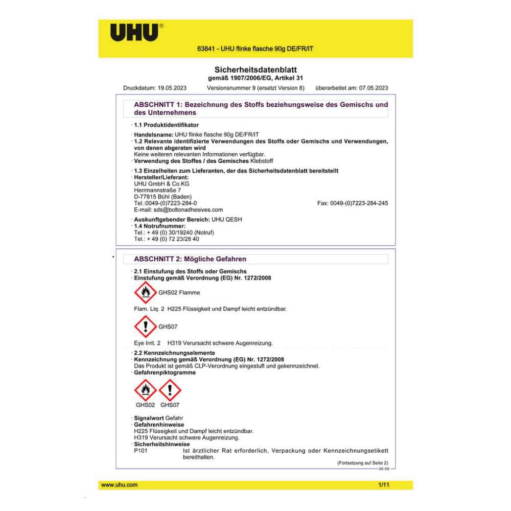 UHU Alleskleber Flinke Flasche 90 g hinten