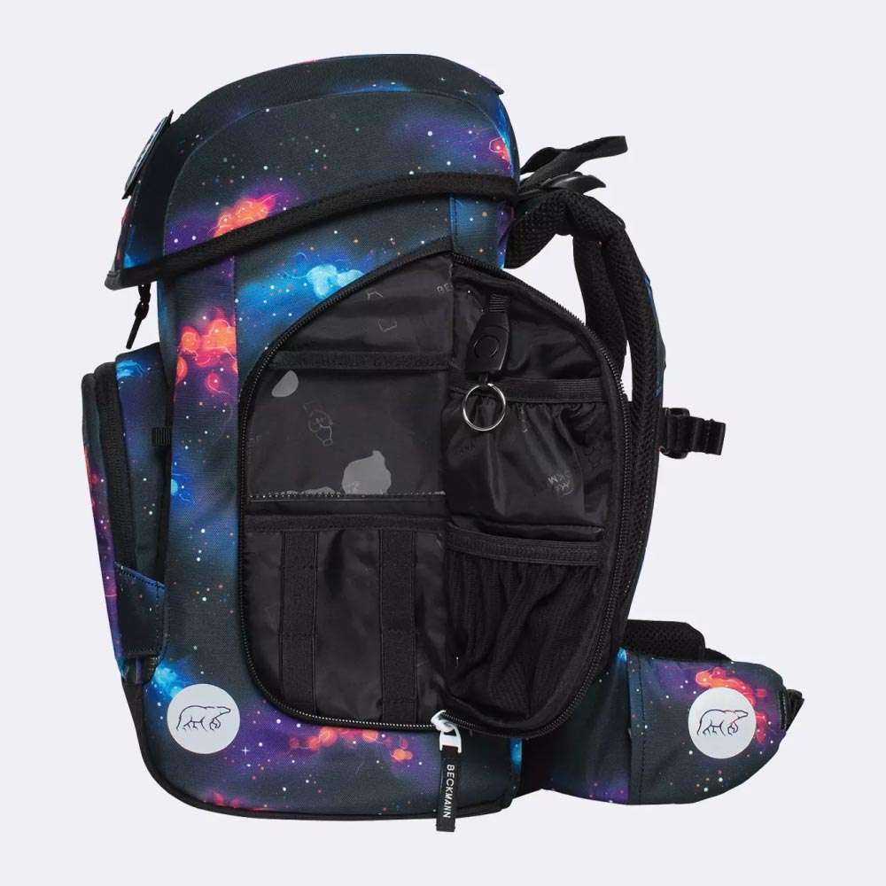 BECKMANN Schulranzen Set AIR PLUS 6 tlg - Ninja Elements Seitentasche offen