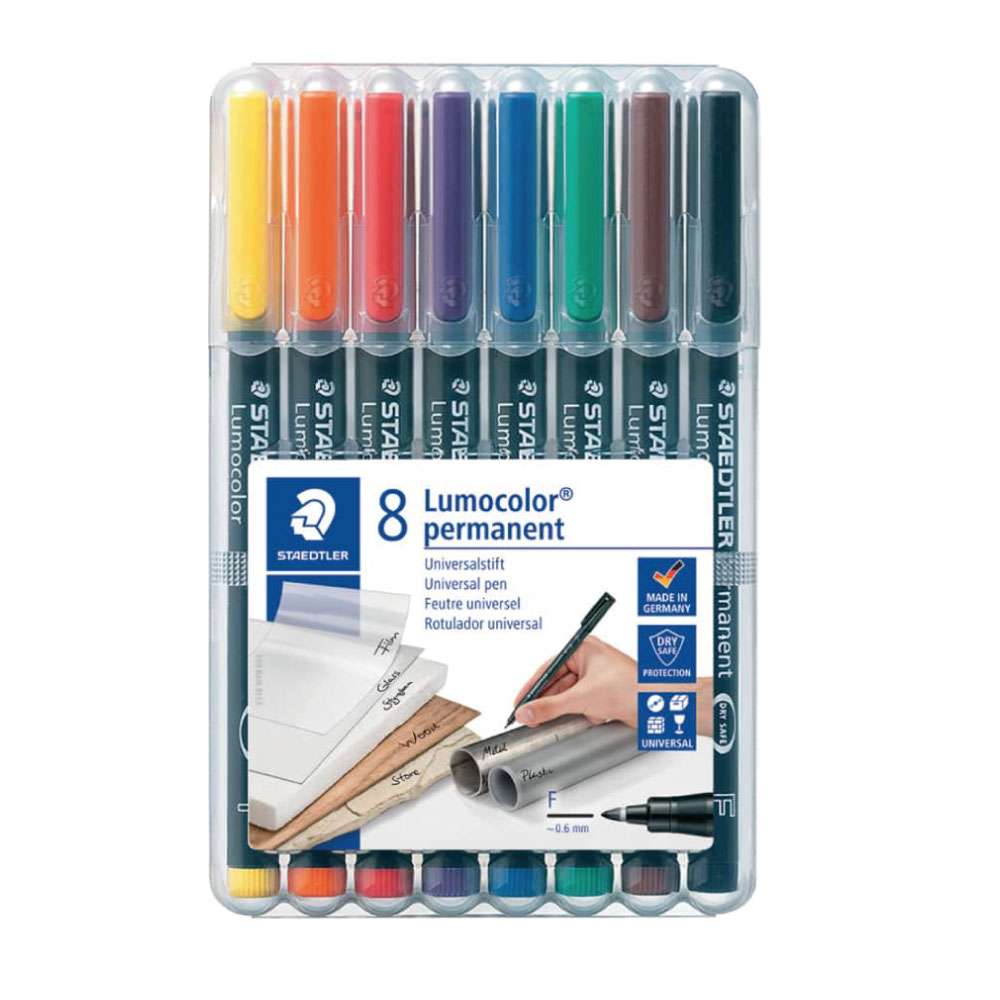 STAEDTLER Lumocolor Folienschreiber permanent, ca. 0,6 mm, 8 Farben